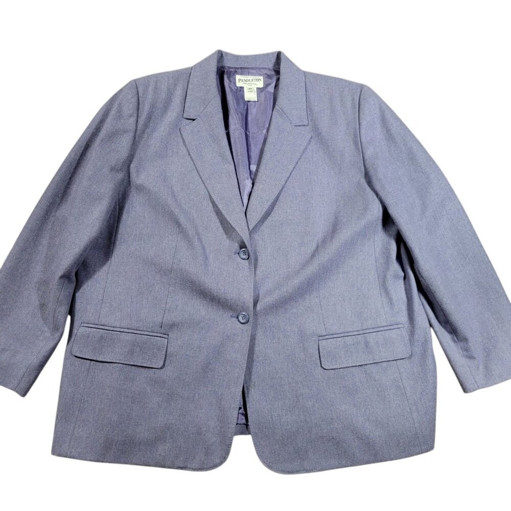 Vintage Pendleton Blazer Jacket Womens 16W Purple 100% Virgin Wool Lined